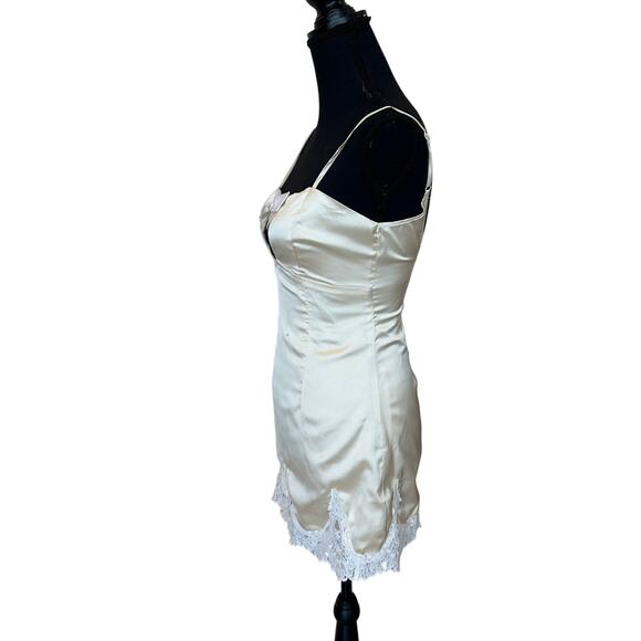 Revolve Cream Mini Slip Dress SMALL Lingerie Satin Coquette More to Come $74 - Picture 5 of 10